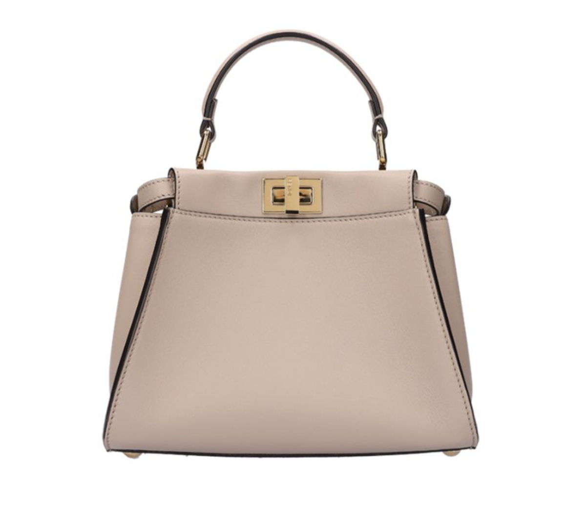 FENDI 芬迪 Peekaboo 迷你皮革肩背包 奶茶金 8BN2442