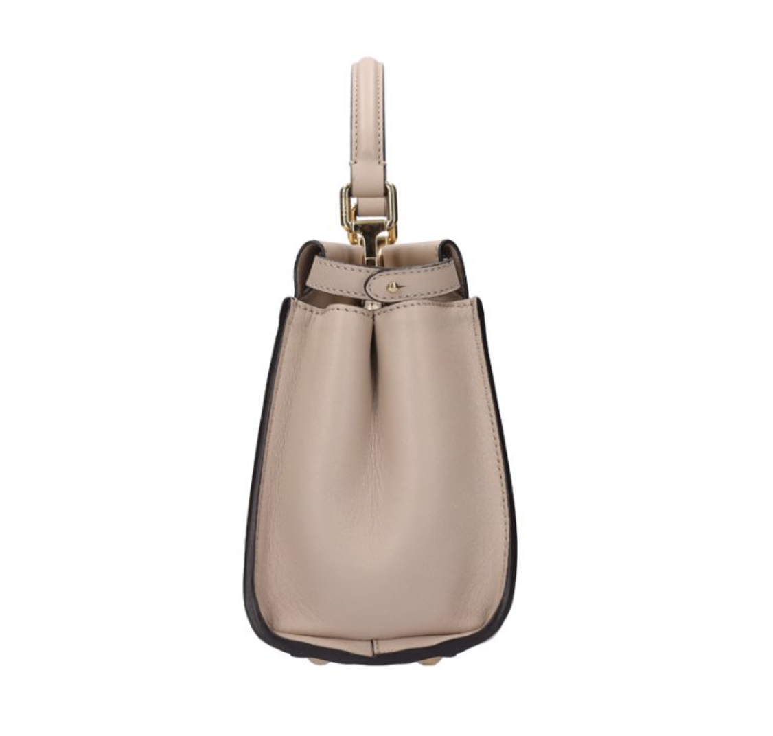 FENDI 芬迪 Peekaboo 迷你皮革肩背包 奶茶金 8BN2441