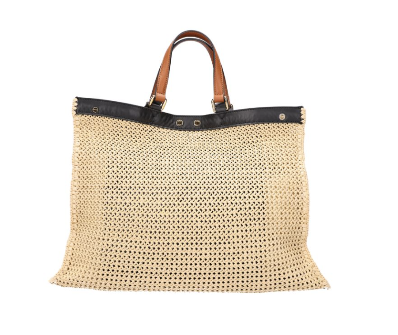 FENDI 芬迪 Logo 拉菲草編織 X-Tote 托特包 8BH3742
