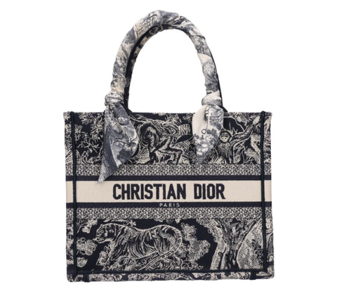 DIOR 迪奧 小號 Book Tote 托特包 藍色 Toile de Jouy Reverse 刺繡 M1265ZRGO0