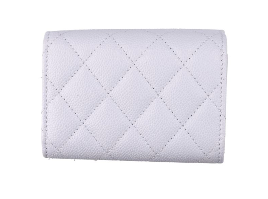 （加購品）CHANEL 香奈兒 荔枝紋 小牛皮 口蓋三折短夾 AP02302