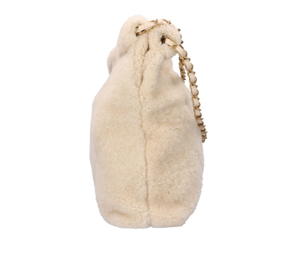 CHANEL 香奈兒 米色 剪羊毛 22 Bag 小號 AS32601