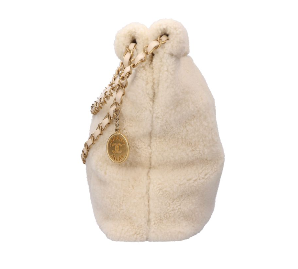 CHANEL 香奈兒 米色 剪羊毛 22 Bag 小號 AS32603