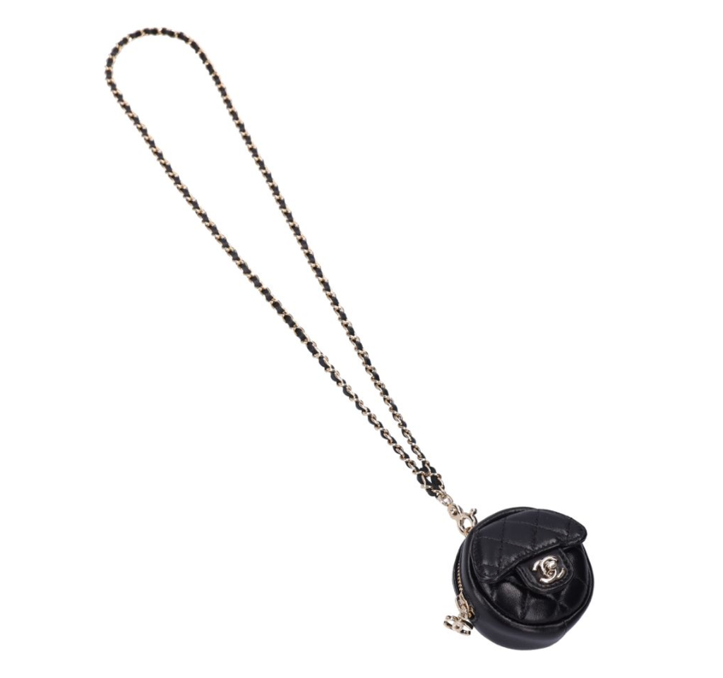 （加購品）CHANEL 香奈兒 黑色小羊皮圓餅零錢包 4