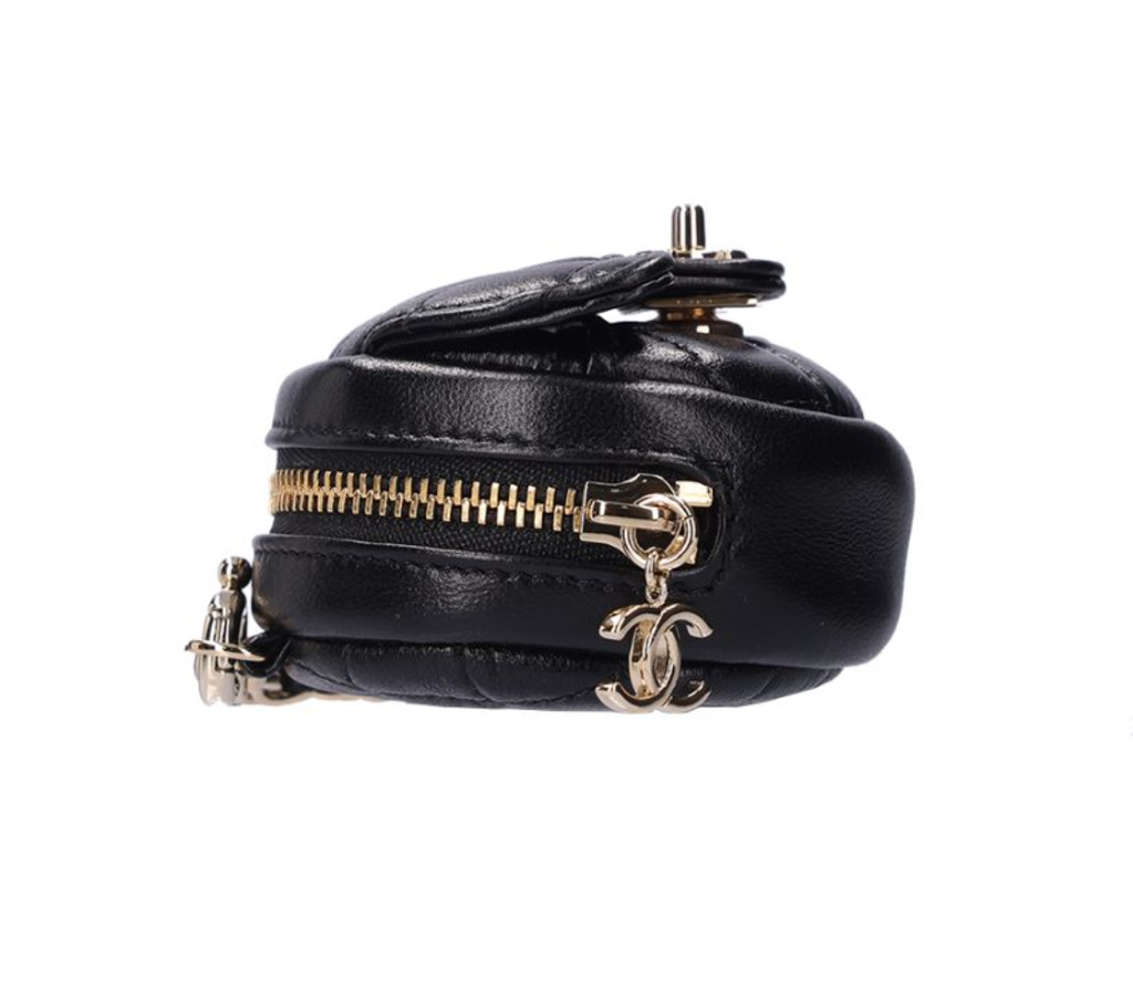 （加購品）CHANEL 香奈兒 黑色小羊皮圓餅零錢包 2