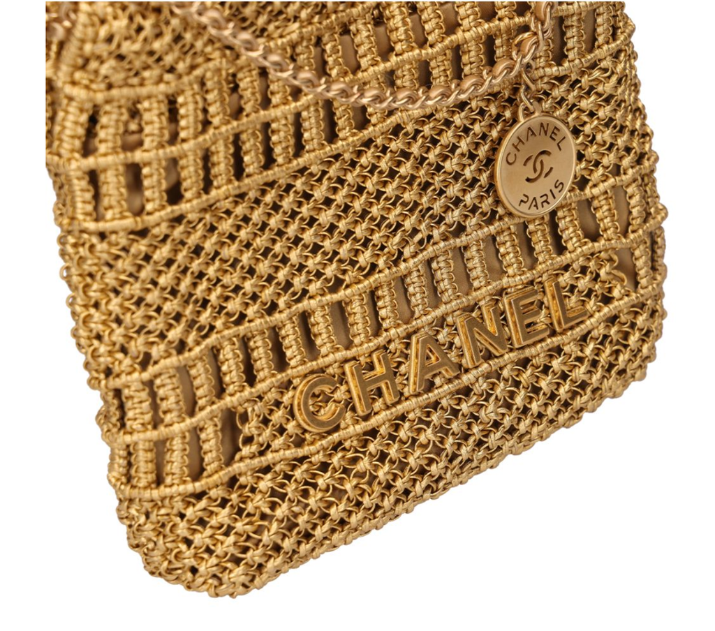  CHANEL 香奈兒 迷你 22 Bag Métiers d'Art 工坊系列 金色 AS39806