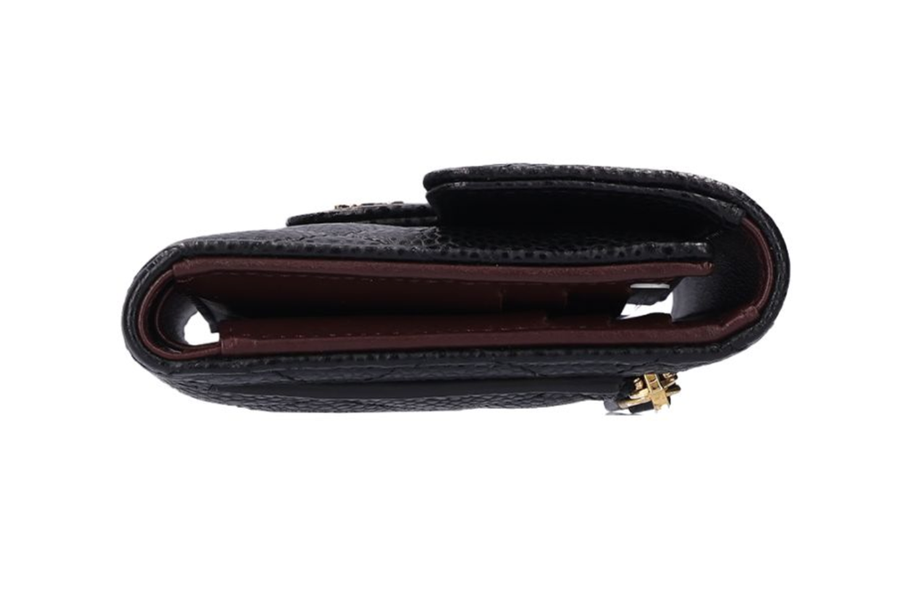 （加購品）CHANEL 香奈兒 荔枝紋牛皮短夾 黑金 AP02314