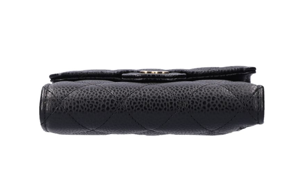 （加購品）CHANEL 香奈兒 荔枝紋牛皮短夾 黑金 AP02313