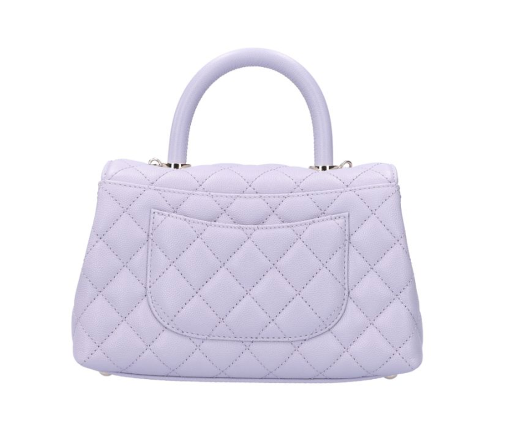 CHANEL 香奈兒 Coco Handle 小號 手提口蓋包 荔枝紋牛皮 淺紫金 A929902