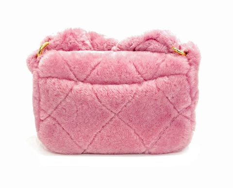 CHANEL 香奈兒 剪羊毛鍊帶口蓋包 粉金1