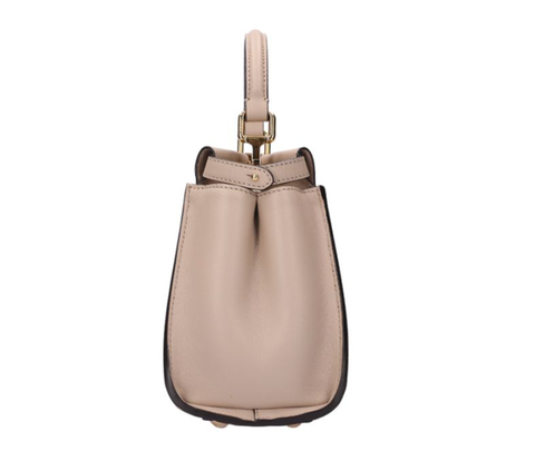 FENDI 芬迪 Peekaboo 迷你皮革肩背包 奶茶金 8BN2443