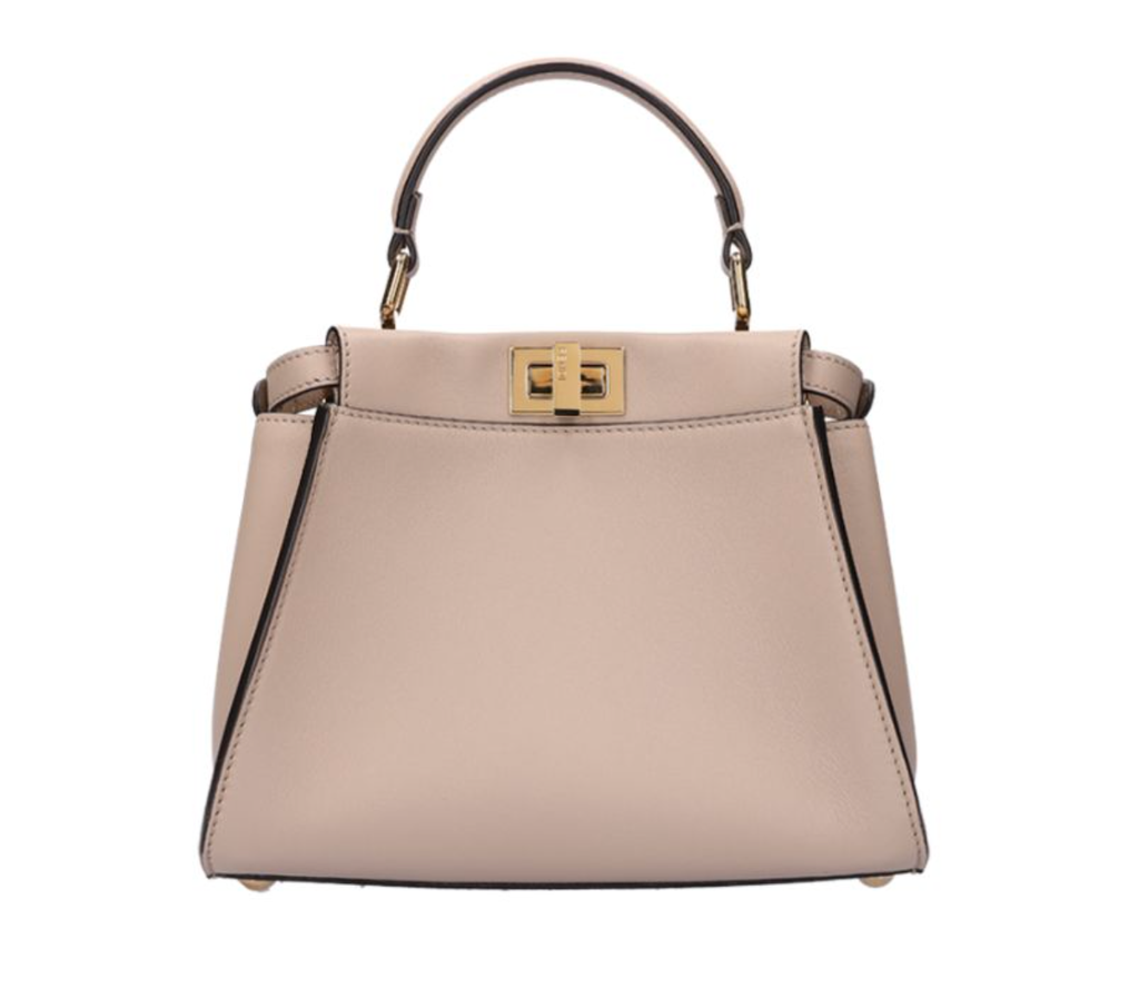 FENDI 芬迪 Peekaboo 迷你皮革肩背包 奶茶金 8BN2442