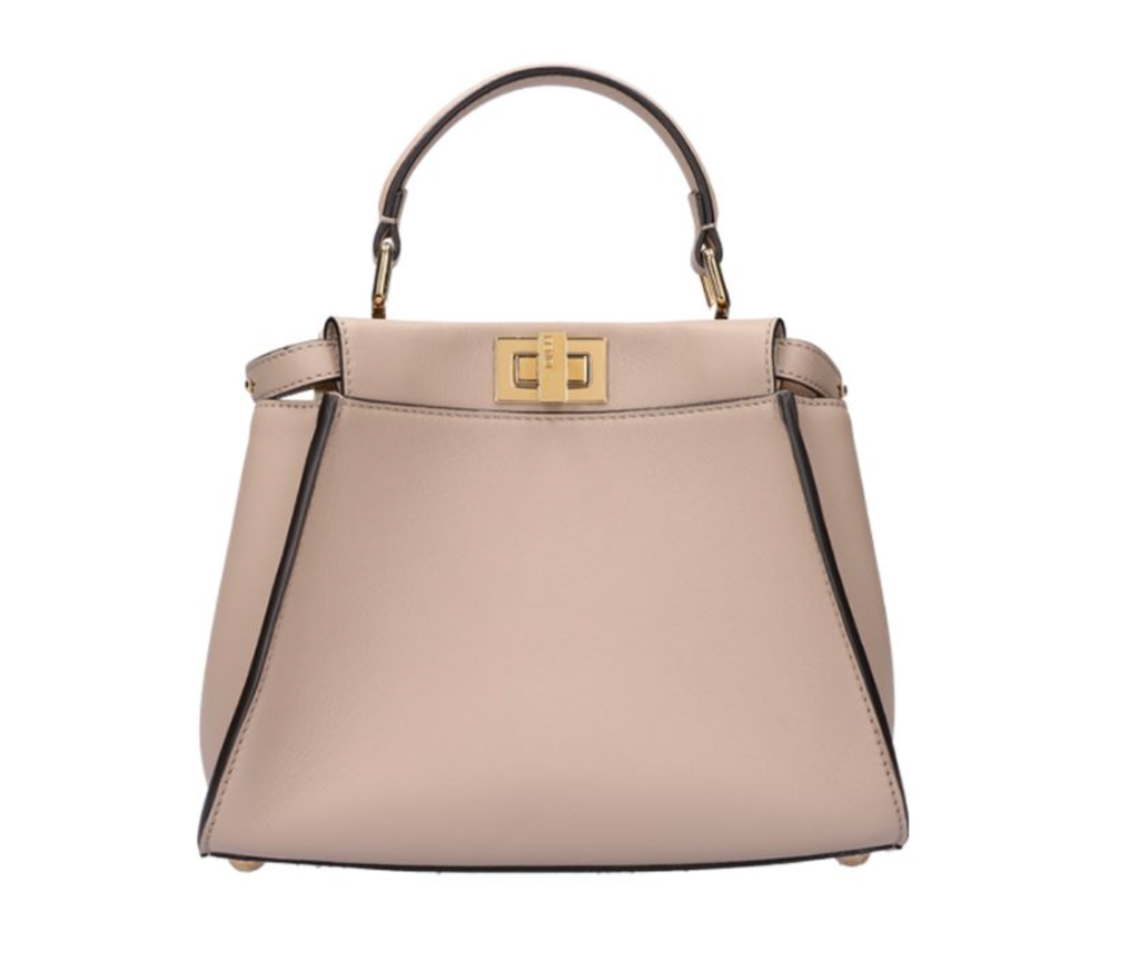FENDI 芬迪 Peekaboo 迷你皮革肩背包 奶茶金 8BN2440