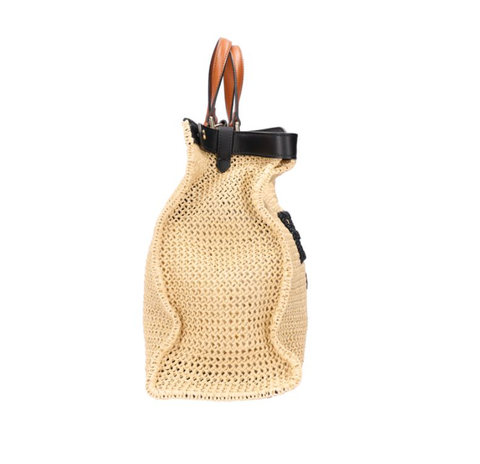 FENDI 芬迪 Logo 拉菲草編織 X-Tote 托特包 8BH3741