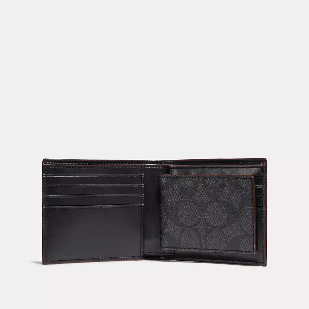 Coach-Mens-Compact-ID-Signature-PVC-Wallet-in-BlackBlackOxblood-F255192