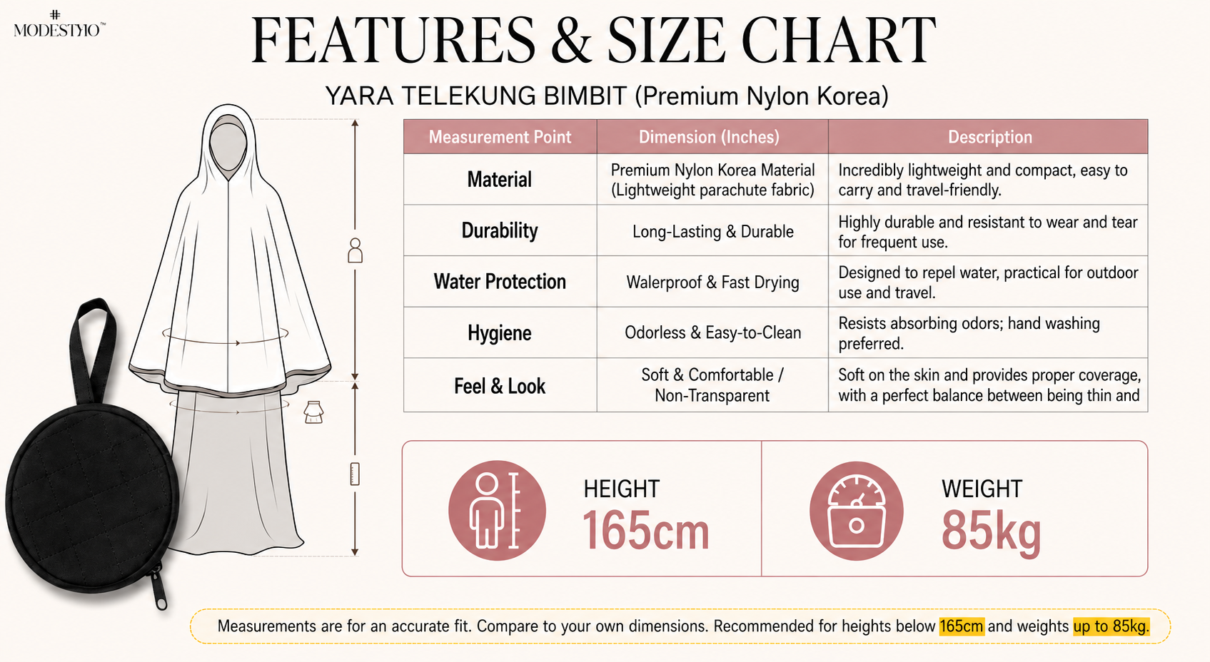 size chart black