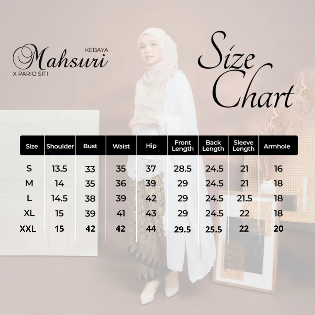 SIZE CHART MAHSURI