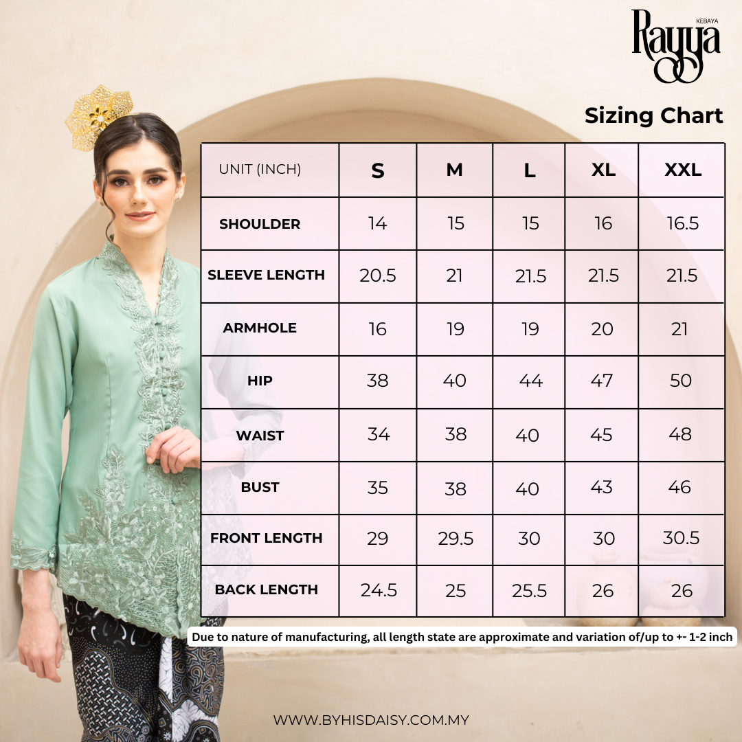 Size Chart (RAYYA) - Website Feed