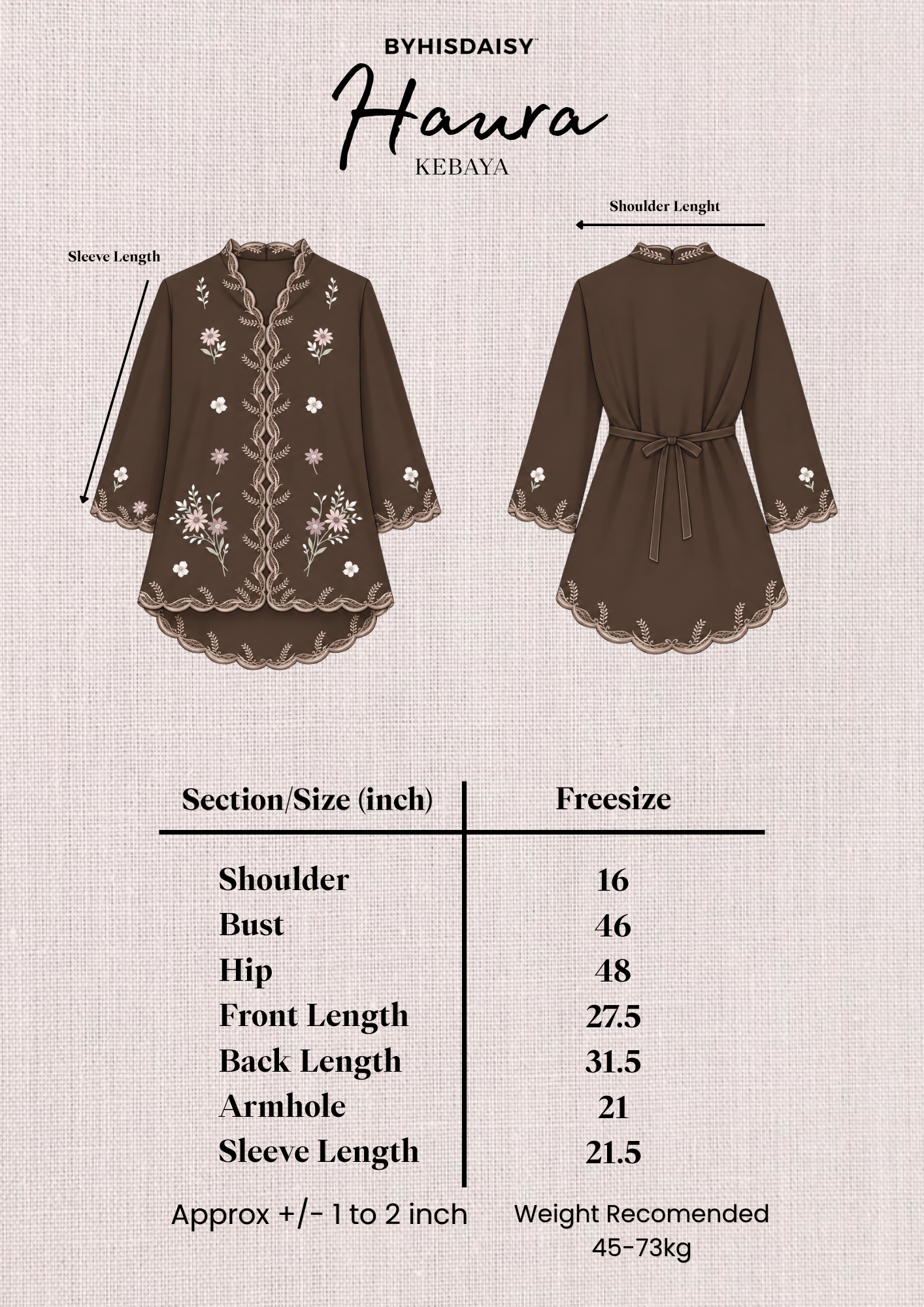 HAURA SIZING CHART
