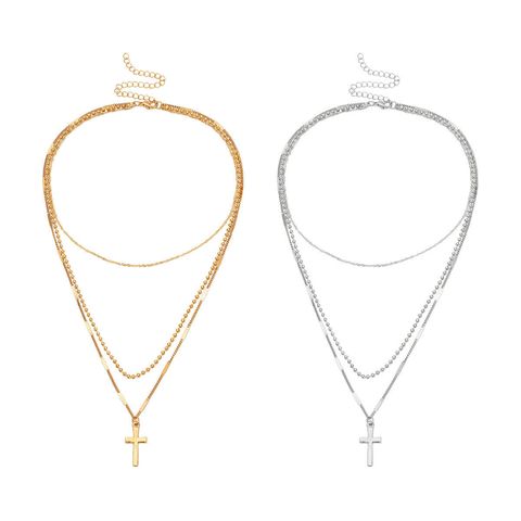 CHEEKYWAWA 鍍金銀十字架多層項鍊-TWD390$ (2)