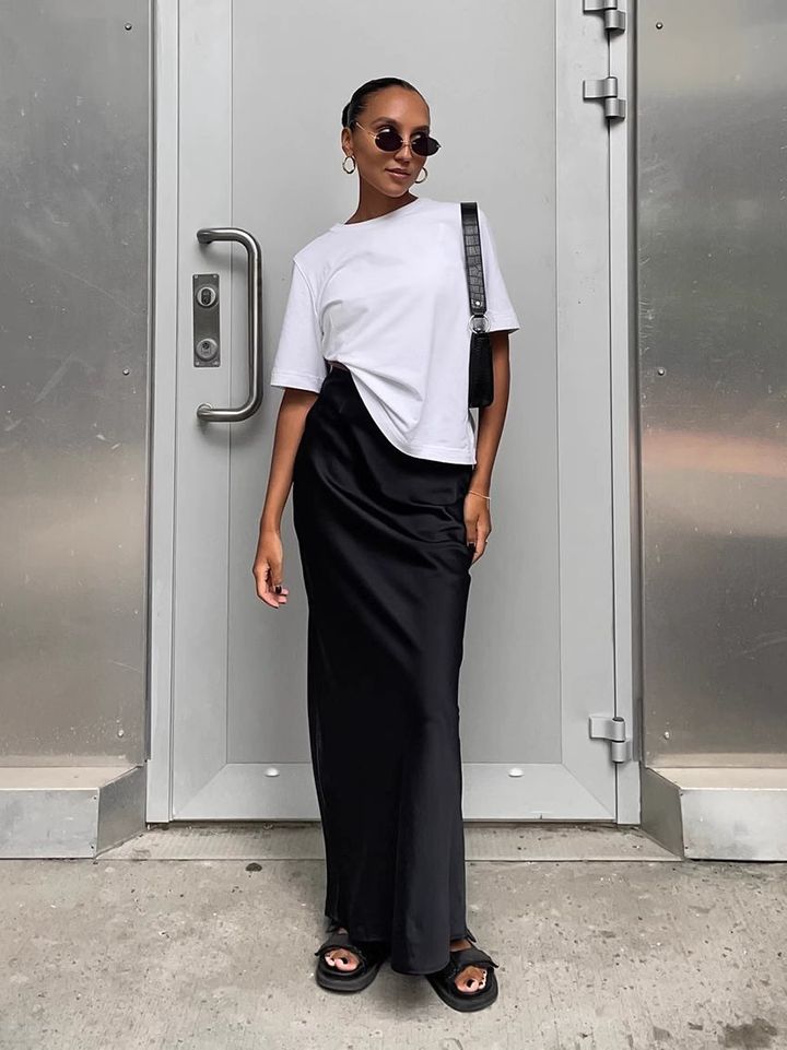 BLACK SATIN MAXI SKIRT - 699$-5