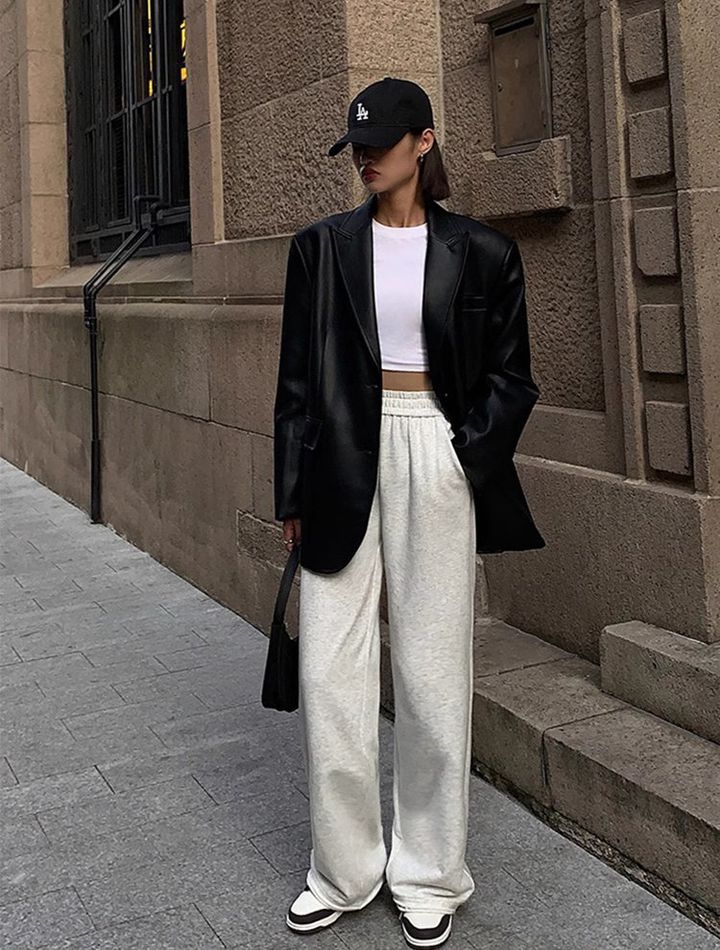 PU LEATHER OVERSIZED BLAZER - 1388-66