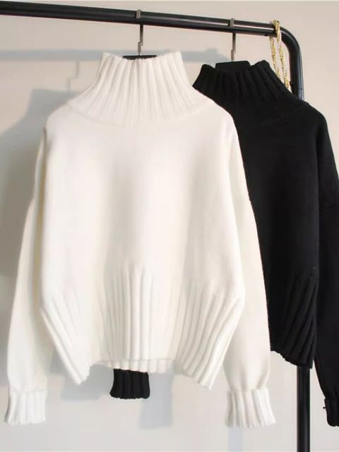 KNIT TURTLE NECK LONG SLEEVE OVERSIZED TOP -899