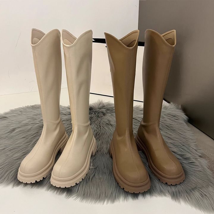CHUNKY SOLE CALF HIGH BIKER BOOTS-3