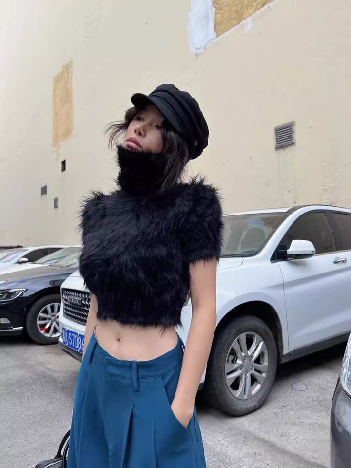 FUR TURTLE NECK TEE - 599$-5