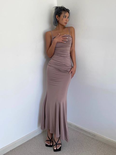 CHEEKY CAMI RUCHED MAXI DRESS -03455