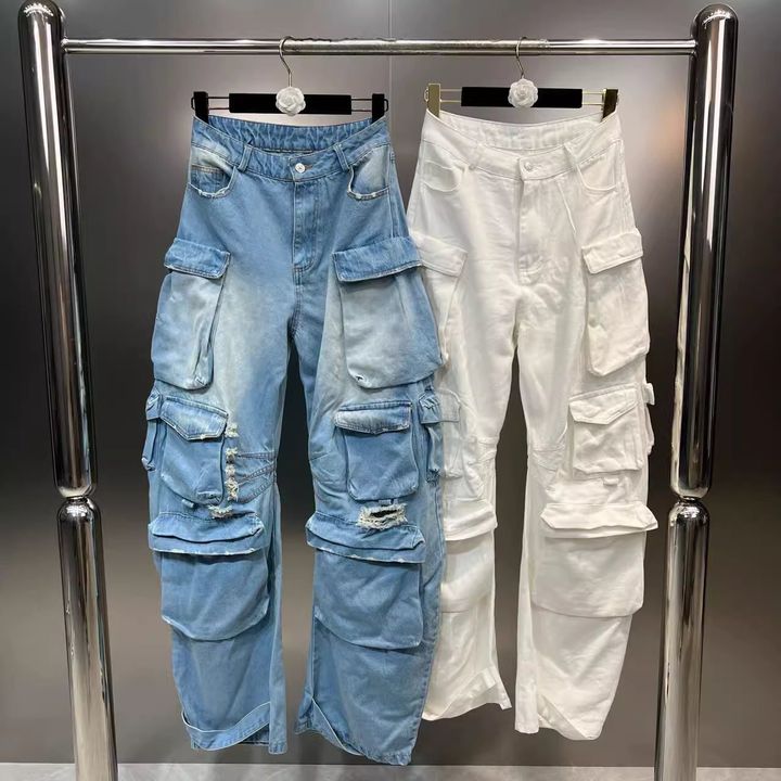 SUMMER LIGHT POCKETS BAGGY JEANS  (1)