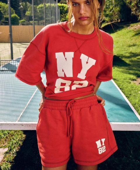 CHEEKY FROM NY SPORTY RED TEE & SHORTS SET -098