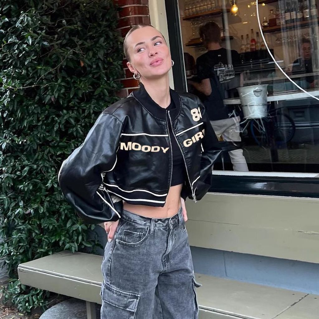 CHEEKY MOODY SPORTY GIRLS CROP BOMBER 