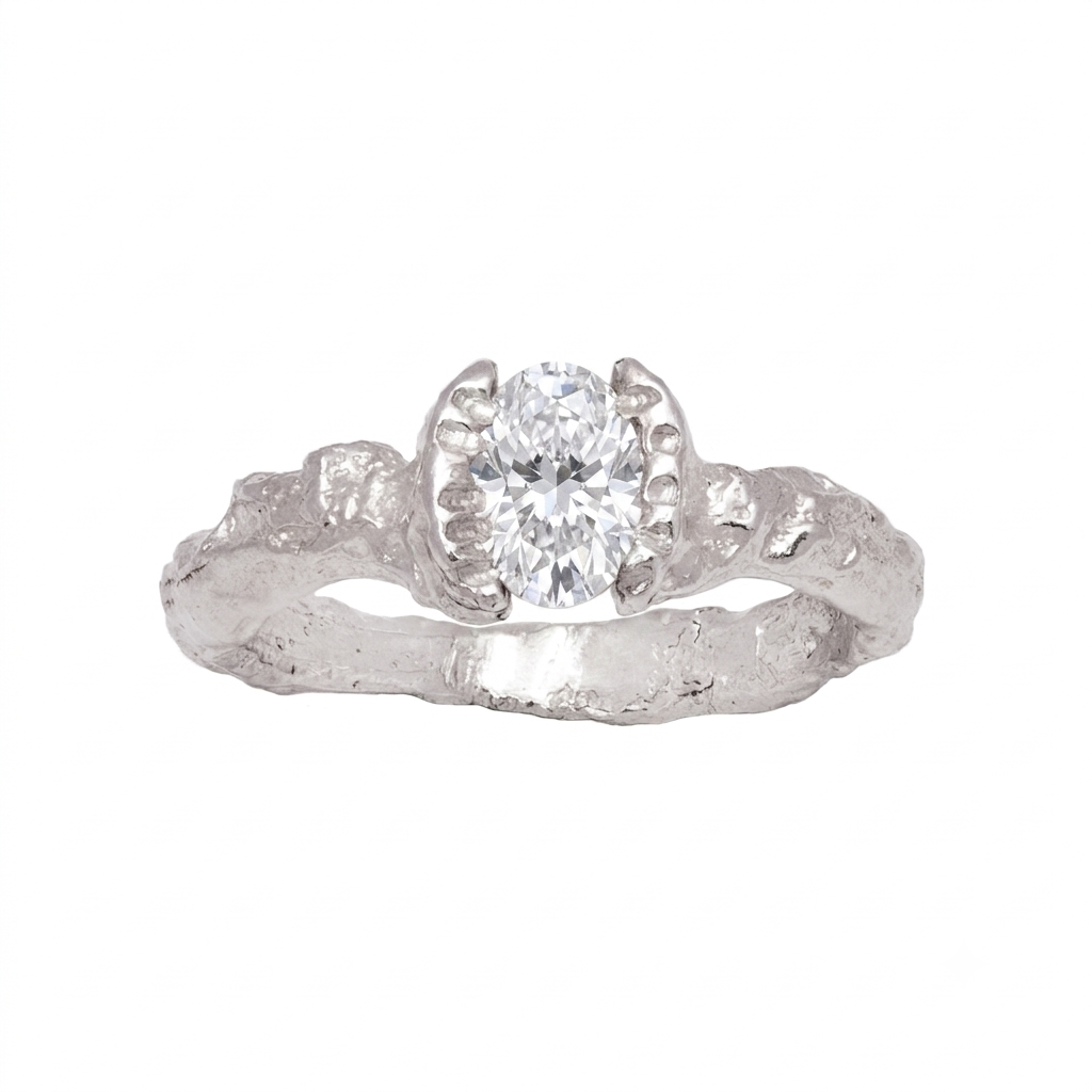Oval Twist Ring - White