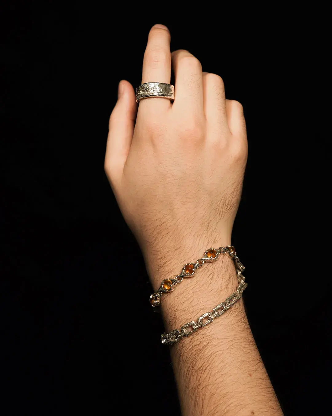 petual braclet - amber, square cutout bracelt, logo band