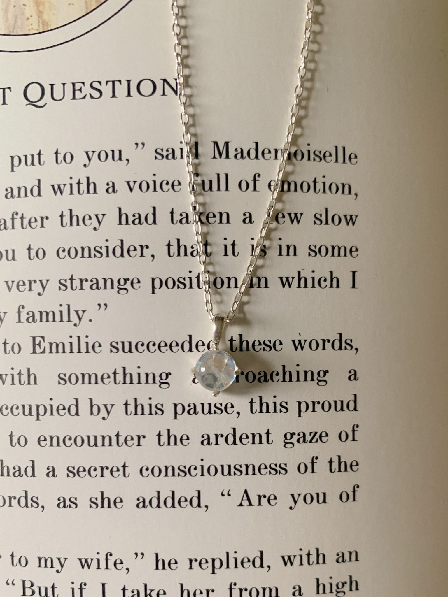 925 silver 圓圓月光石項鍊