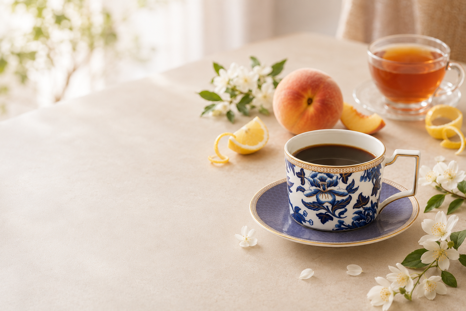 哥倫比亞娜玲瓏美景莊園藝妓咖啡的茉莉花、檸檬、水蜜桃與伯爵茶風味情境