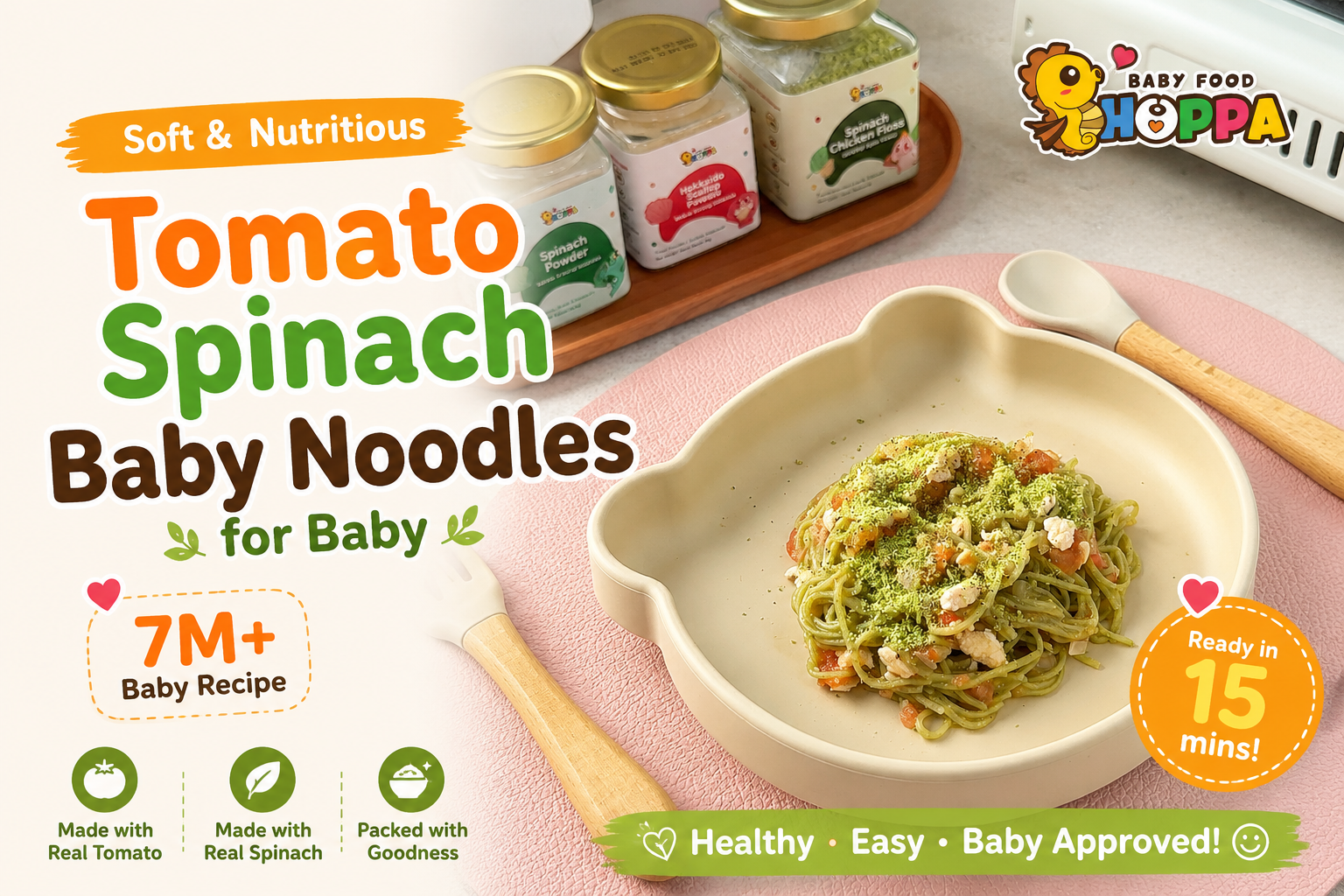 7M+ Tomato Spinach Baby Noodles 