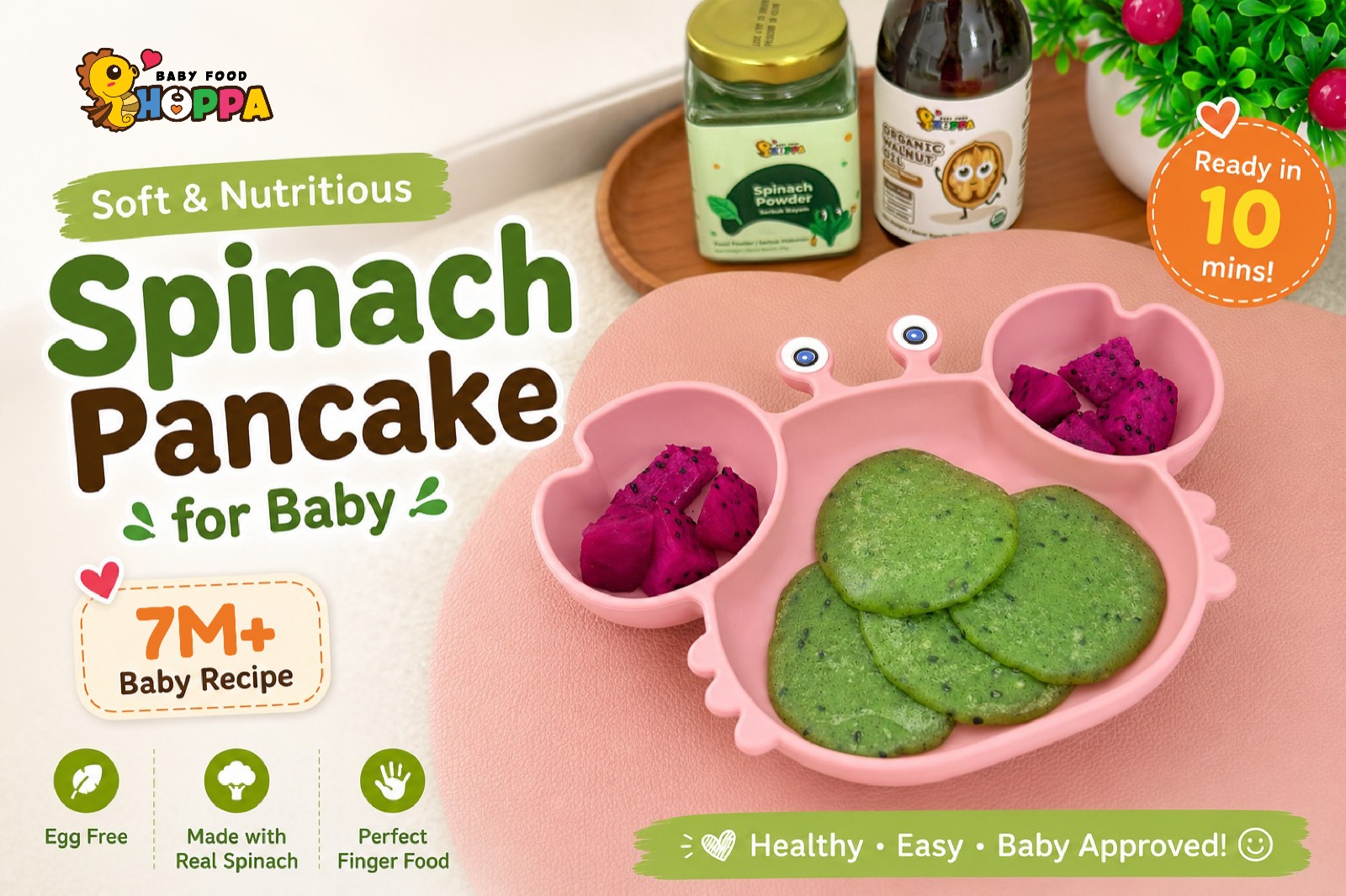 6m+ Eggless Spinach Pancake