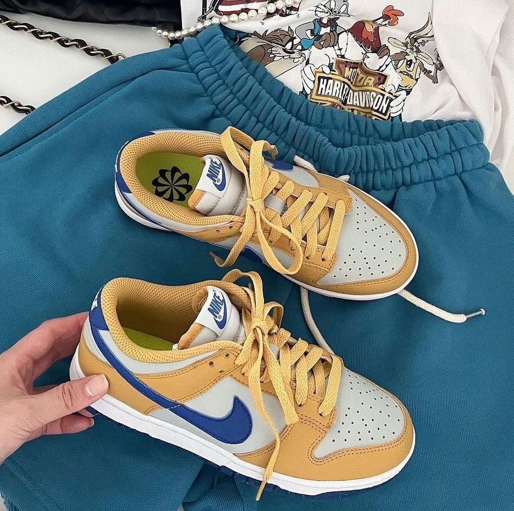 NIKE DUNK LOW Next Nature Wheat Gold Royal 復古黃藍灰芥黃女鞋