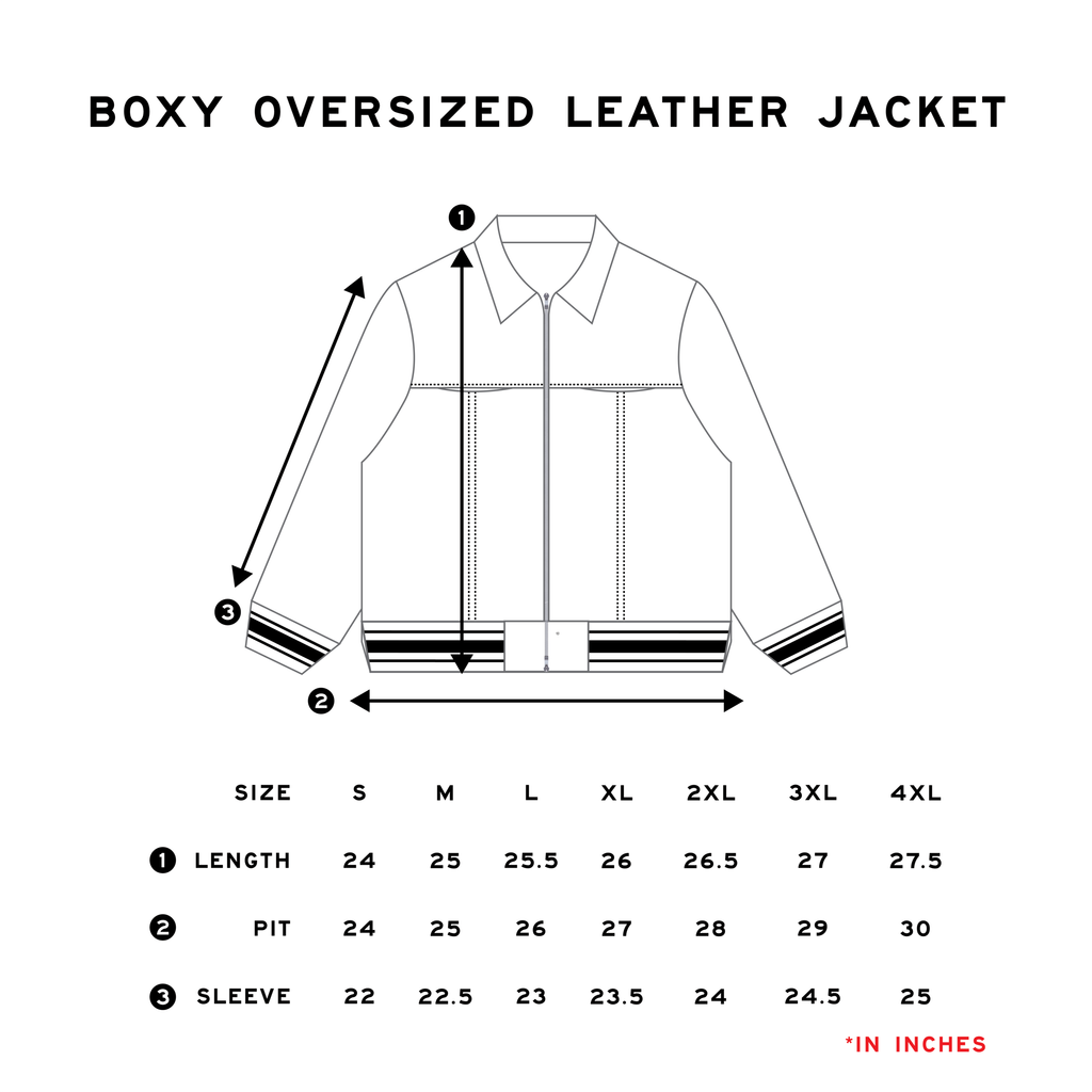 LEATHER JACKET SIZE CHART
