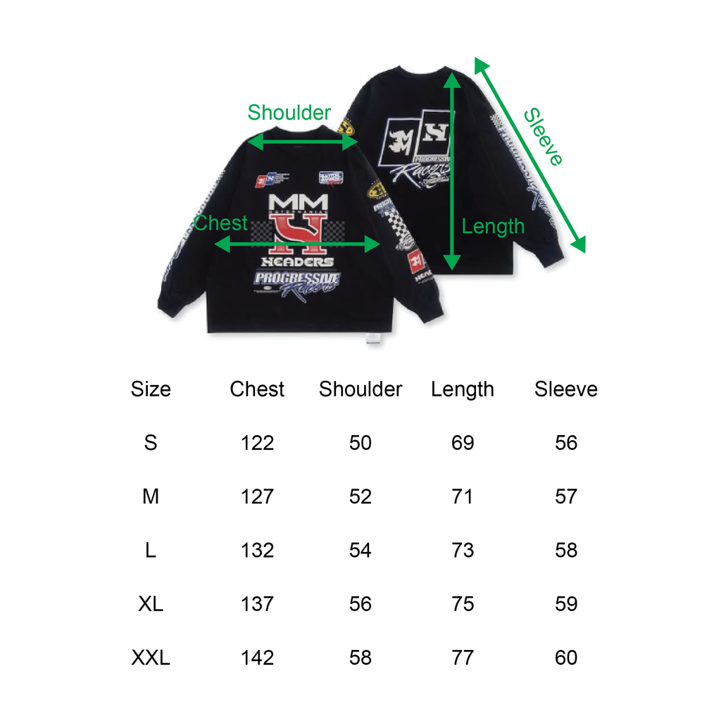 SIZE CHART LONG SLEEVE