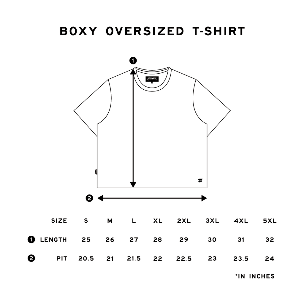SIZE CHART BOXY OVERSIZED T-SHIRT