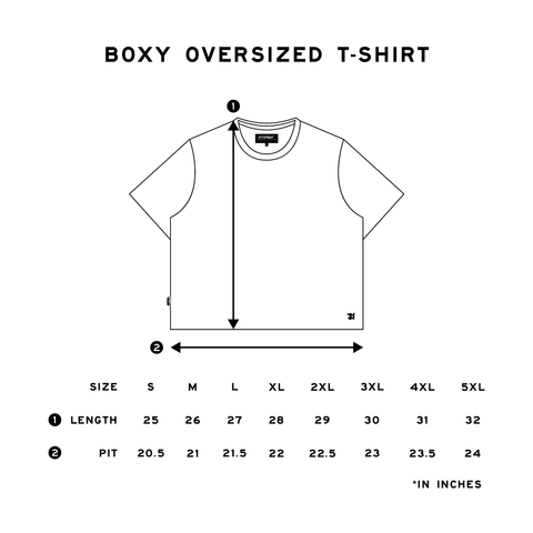 SIZE CHART BOXY OVERSIZED T-SHIRT