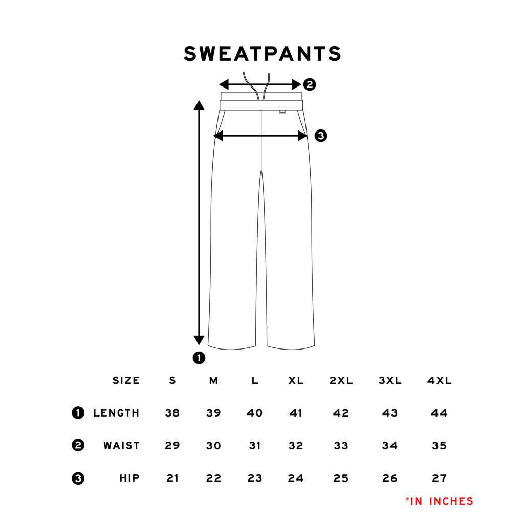SWEATPANTS SIZE CHART
