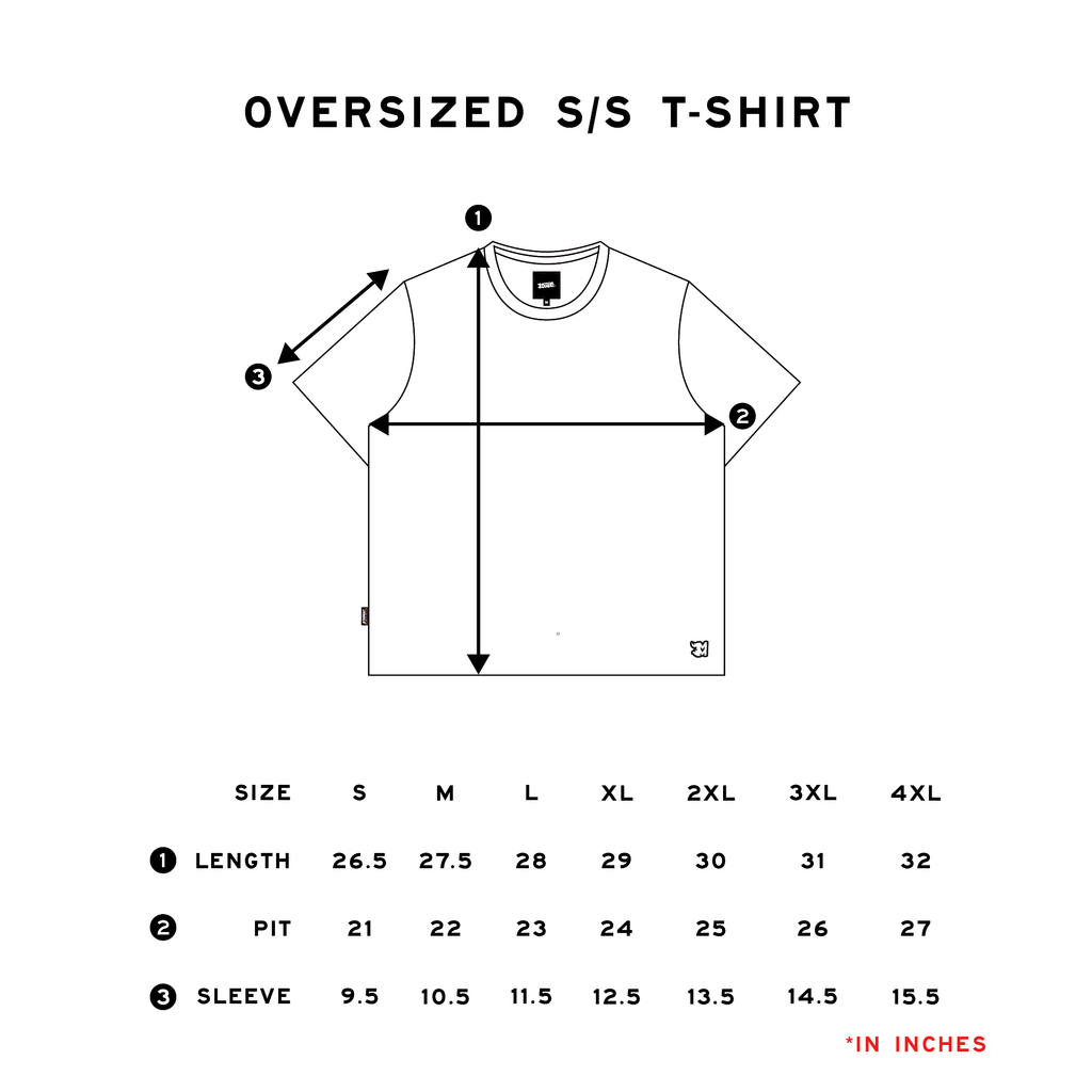 SIZE CHART (WASHED T-SHIRT)