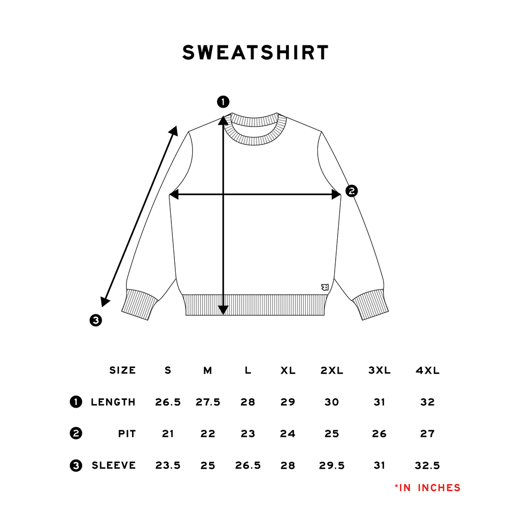 SIZE CHART (SWEATSHIRT)