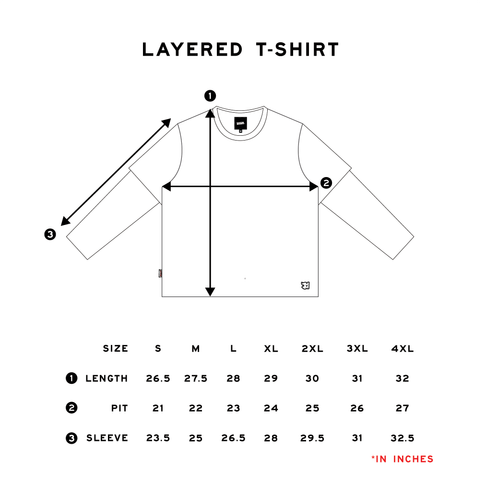 SIZE CHART (LAYERED T-SHIRT)