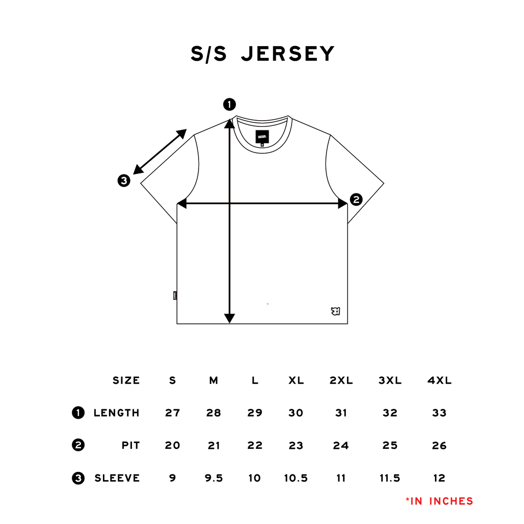 NON CREW AND CREW JERSEY SIZE CHART