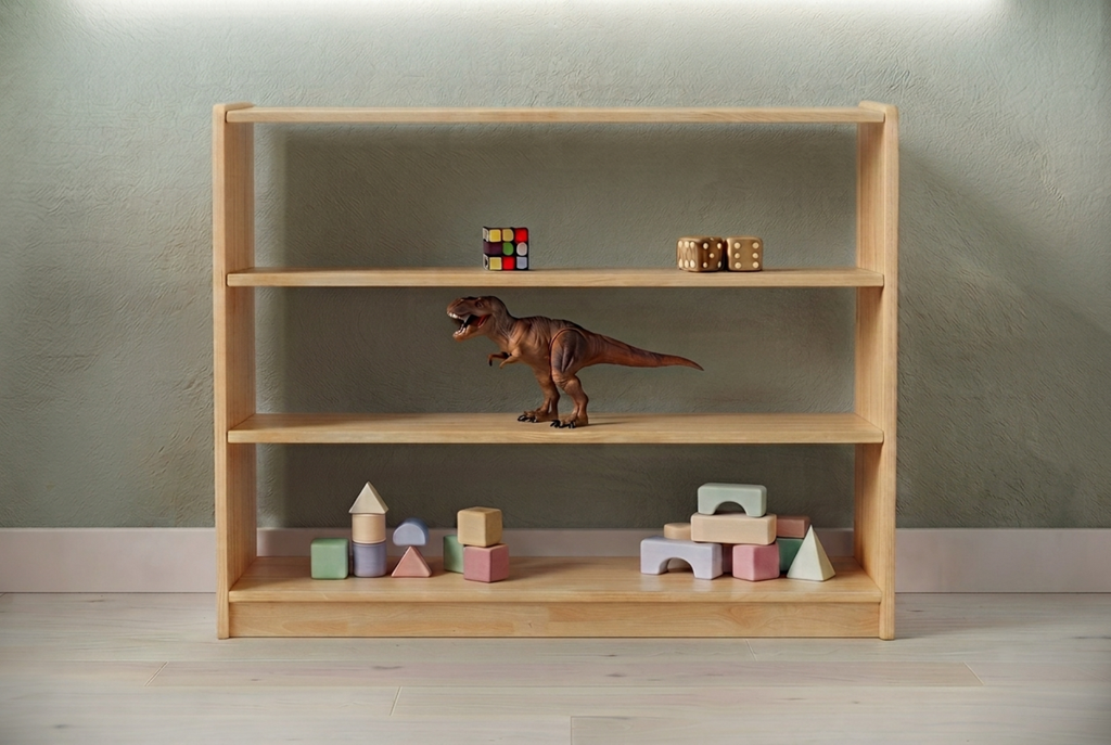 Montessori 3 tier low shelf